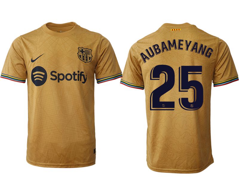 Men 2022-2023 Club Barcelona away aaa version yellow 25 Soccer Jersey